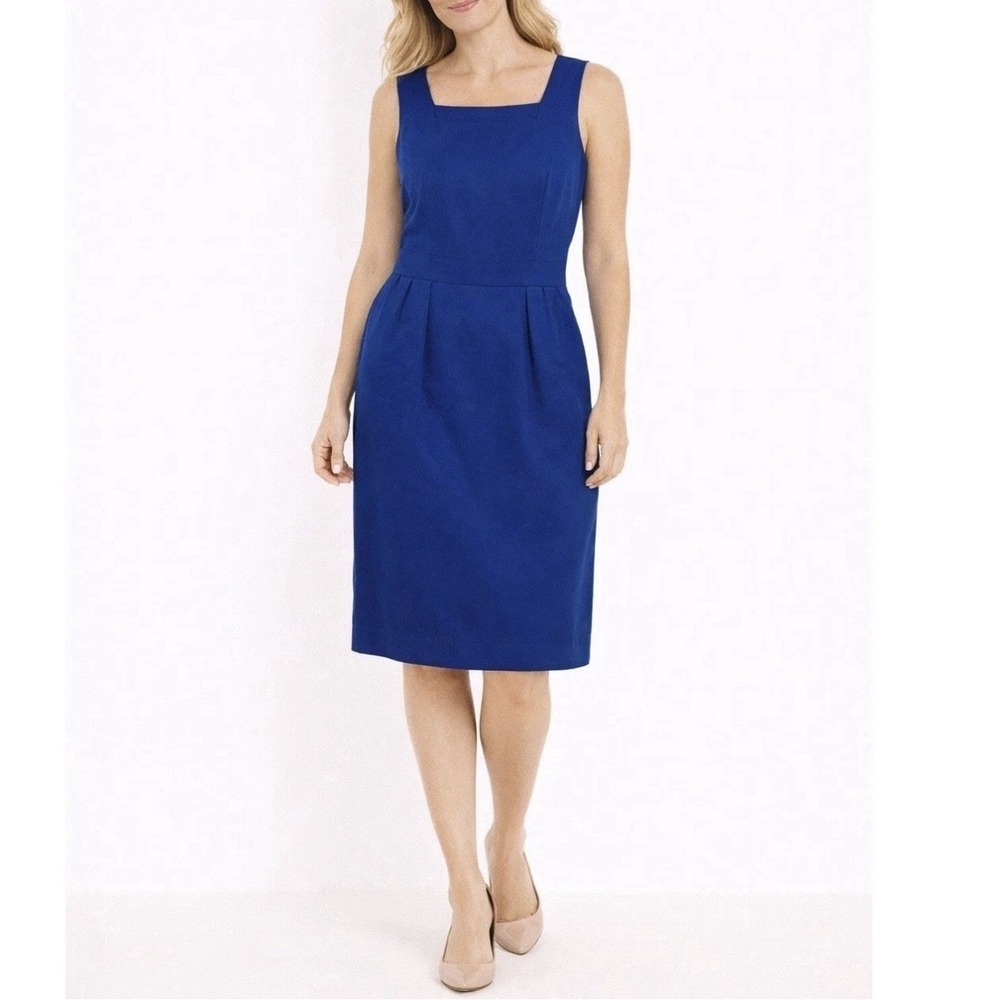 J Crew Wool Dress Royal‎ Blue Sheath Lined Size 4 Office Career Sleeveless